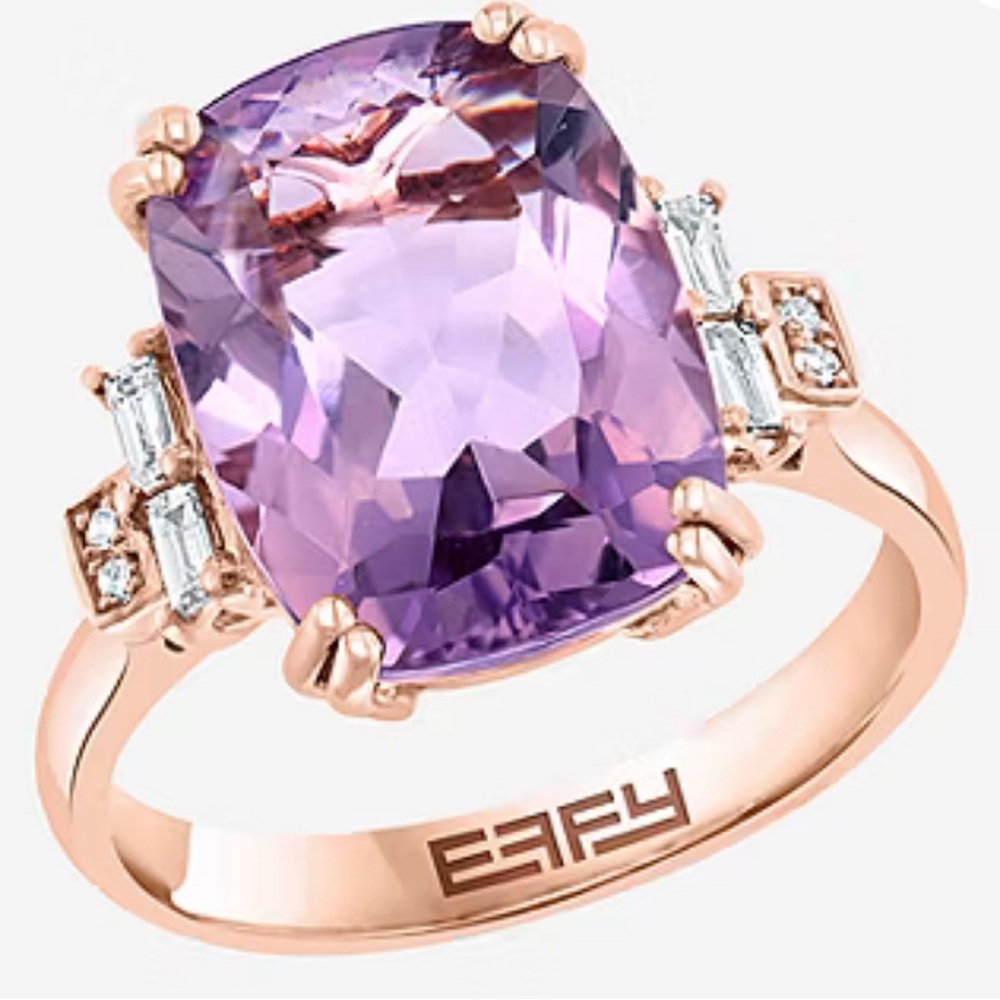 SOLD Effy 6.75ct Pink Amethyst And Diamond Ring $3,750 14kt Rose Gold